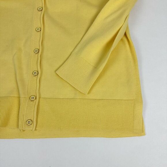 Talbots Yellow Cotton Cardigan Medium - Picture 6 of 7